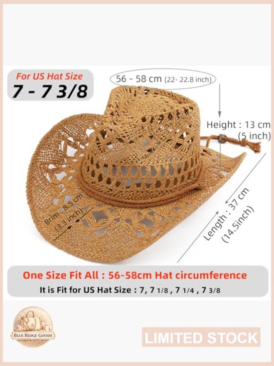 Straw Cowboy Hat Wide Brim Shapeable Sun Beach Western Unisex main image 4